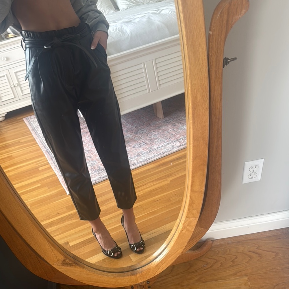 Black High-Waisted Leather Pants